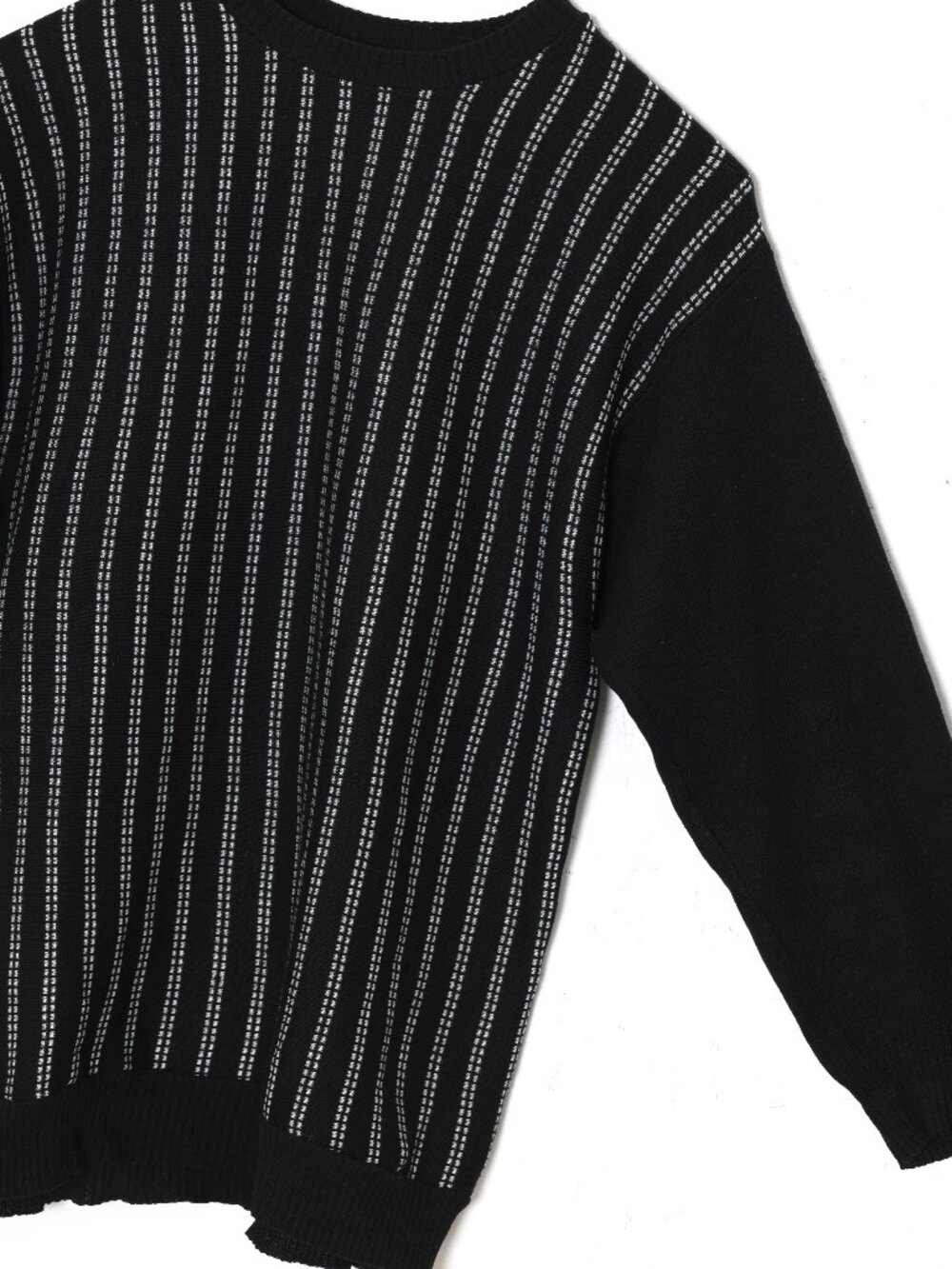 1980s–1990s, Jacquard Dash-Stripe Knit with Extended Rib Hem